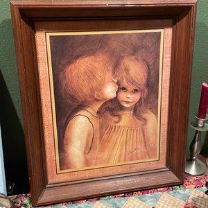 Vintage Framed a Little Kiss Print by Margaret Kane
